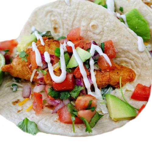 Hoki crumbed fIsh taco